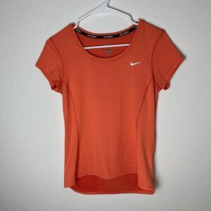 Nike Dri-FIT Shirt Womens Small Orange Running Athletic Lightweight Reflective